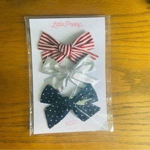 Little Poppy Patriotic USA 4th of July Bow Clip Set